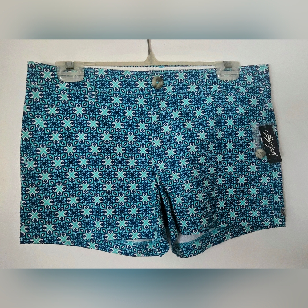 Lord & Taylor Low/Mid-Waisted, Beautiful Blue Patterned Shorts; Sz 6; Brand New!
